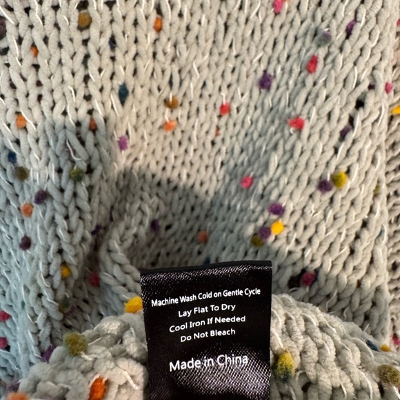 POL Multicolor Speckled Knit Sweater Distressed Collar Cuffs Artsy Hem Size L - Picture 7 of 9